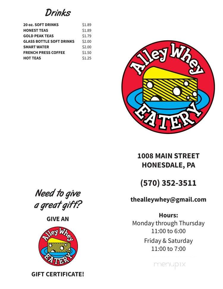 Alley Whey Eatery - Honesdale, PA