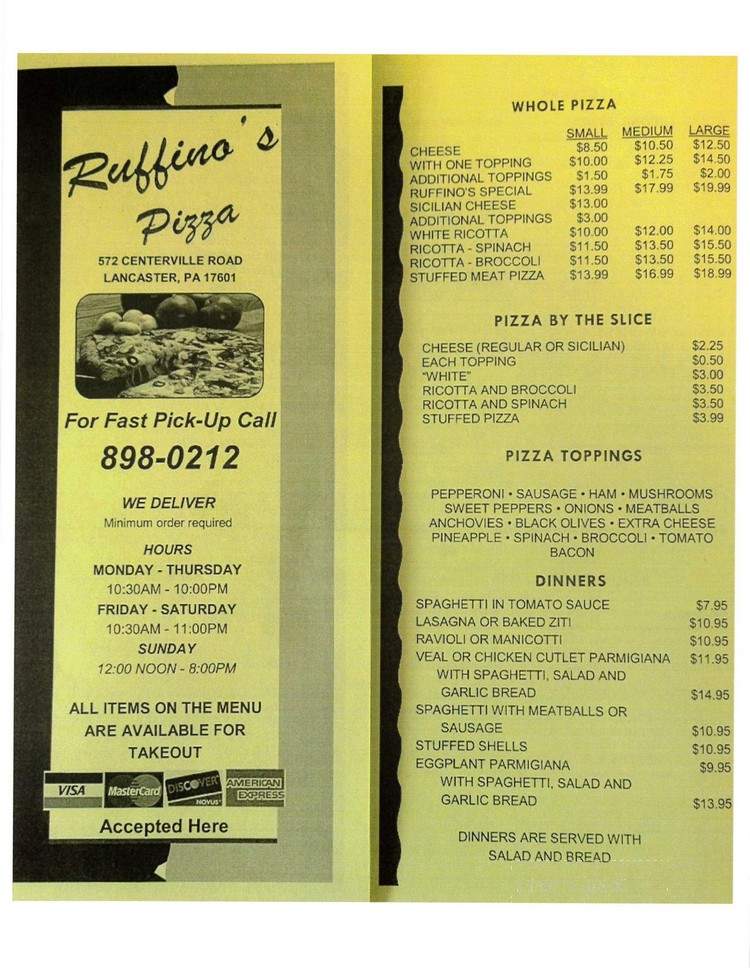 Ruffino's Pizza & Pasta - Lancaster, PA