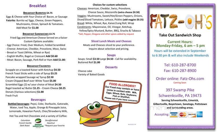 Fatz-Oh's Sandwich Shop - Schwenksville, PA