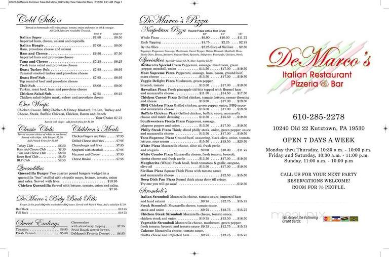 Demarco's Italian Restaurant - Kutztown, PA