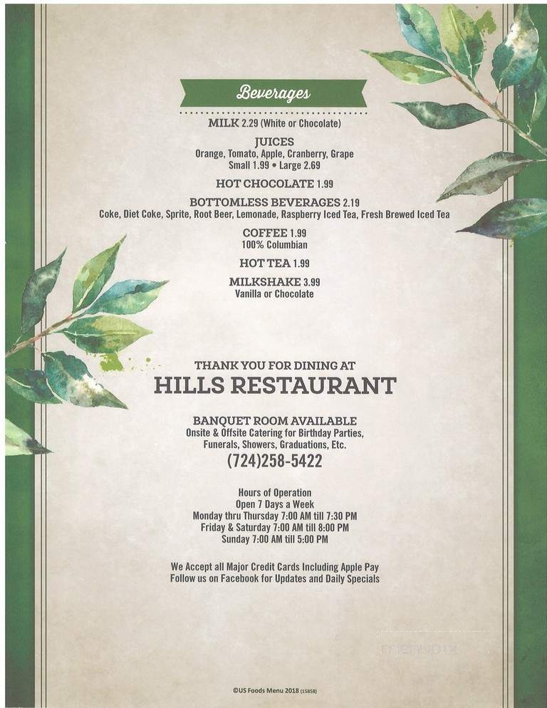 Hills Restaurant - New Eagle, PA