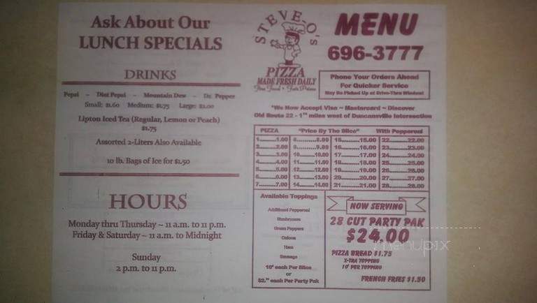 Steve-O's Pizza - Duncansville, PA