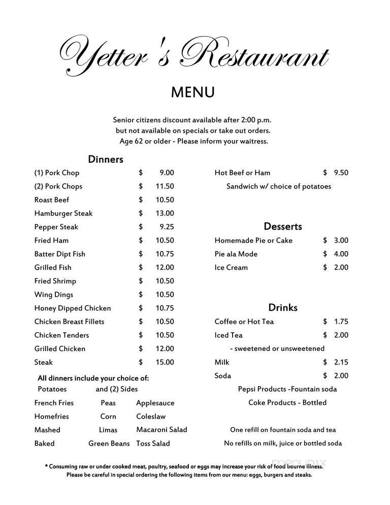 Yetter's Restaurant - McVeytown, PA