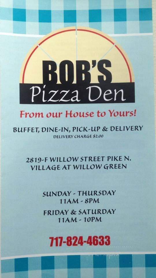 Bob's Pizza Den - Willow Street, PA