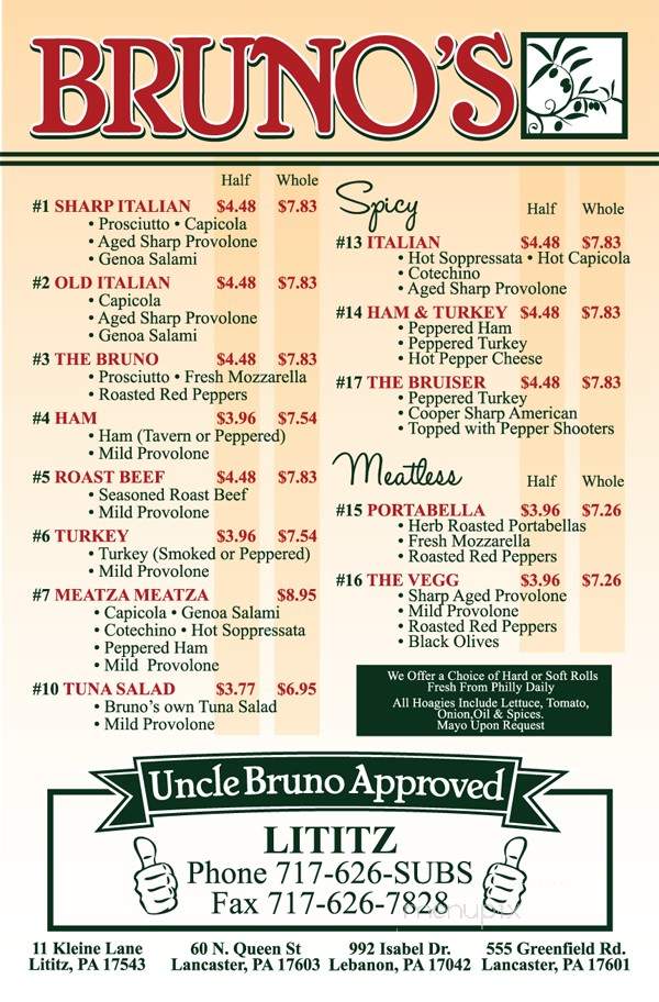 Bruno's Old Style Hoagies - Lititz, PA