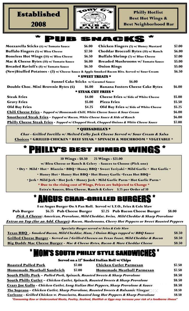 Tony G's South Philly Pub & Eatery - Norristown, PA