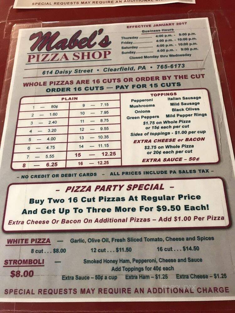 Mabel's Pizza Shop - Clearfield, PA