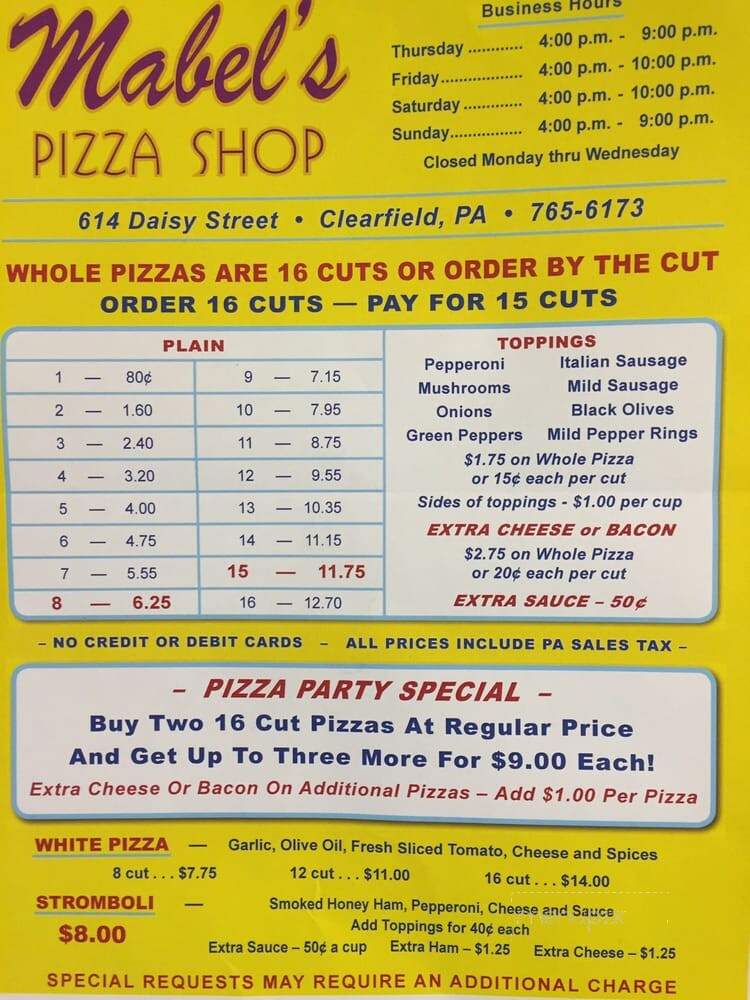 Mabel's Pizza Shop - Clearfield, PA