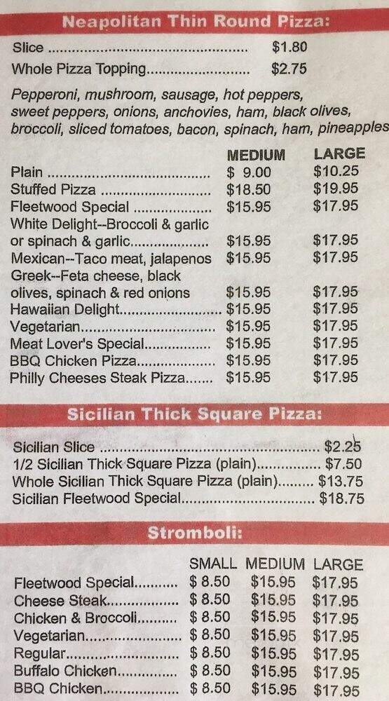 Fleetwood Pizza - Fleetwood, PA