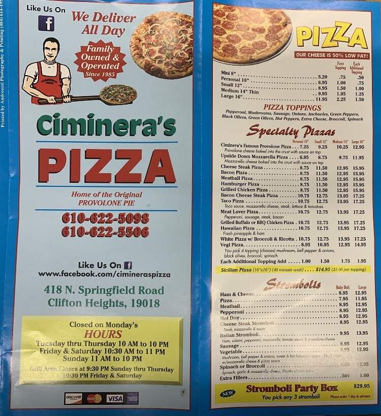 Ciminera's Pizza - Clifton Heights, PA