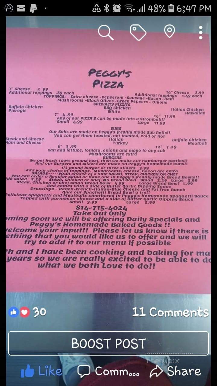 Peggy's Pizza - Brookville, PA