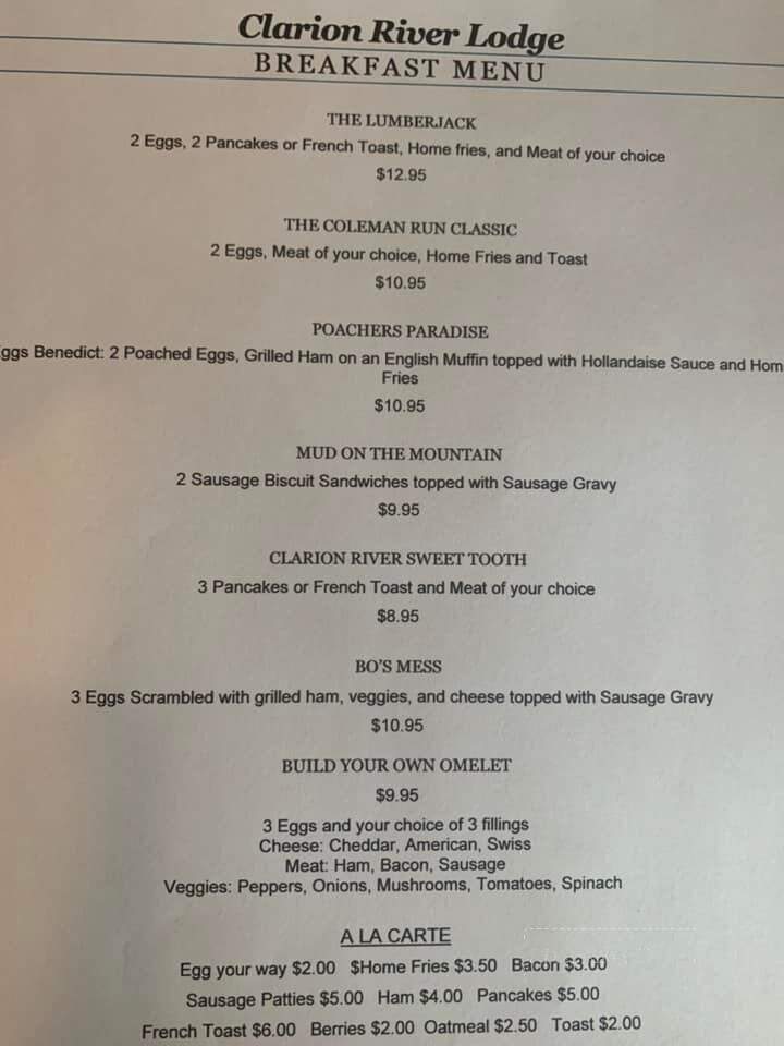 Clarion River Woodland Lodge Restaurant - Cooksburg, PA