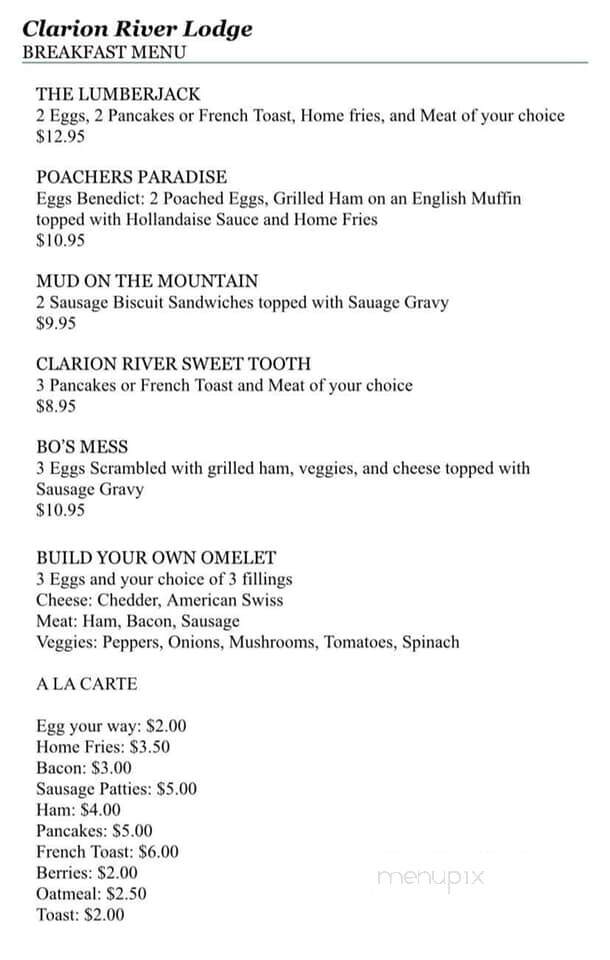 Clarion River Woodland Lodge Restaurant - Cooksburg, PA