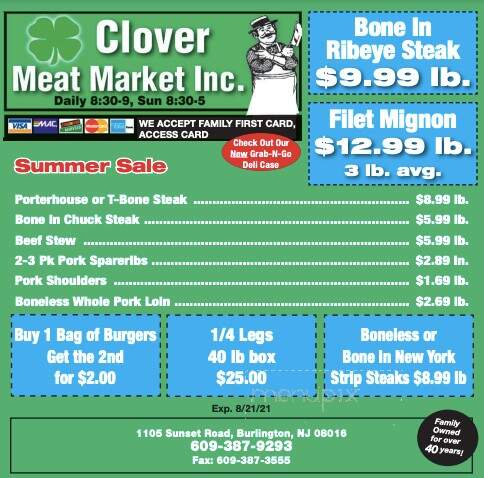 Clover Meat Market - Burlington, NJ