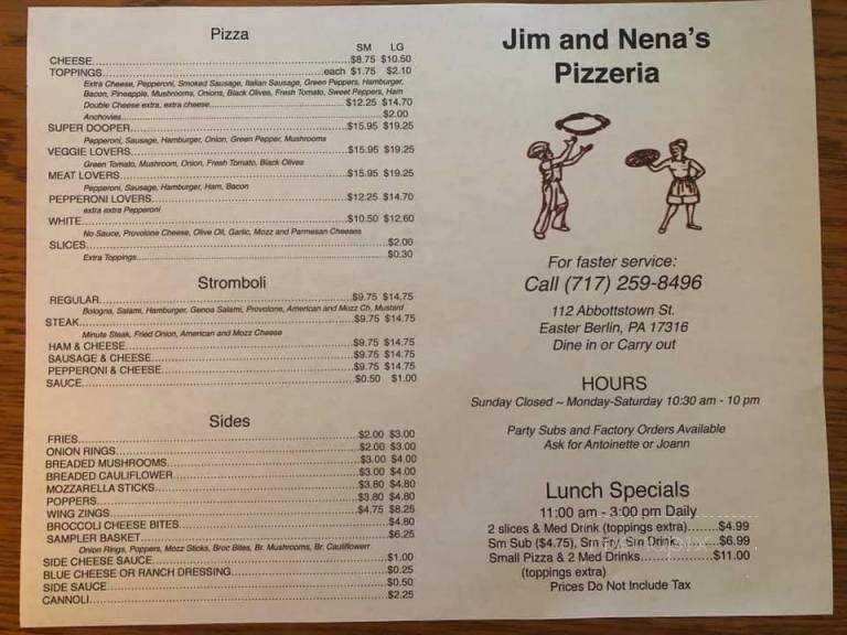 Jim & Nena's Pizzeria - East Berlin, PA