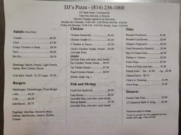 Dj's Pizza - Curwensville, PA