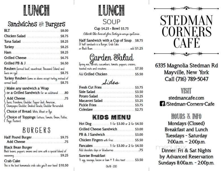 Stedman Corners Cafe - Mayville, NY