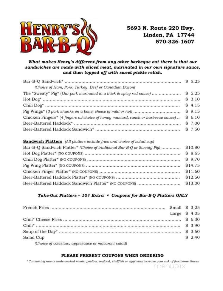 Henry's Bar Bq - Linden, PA