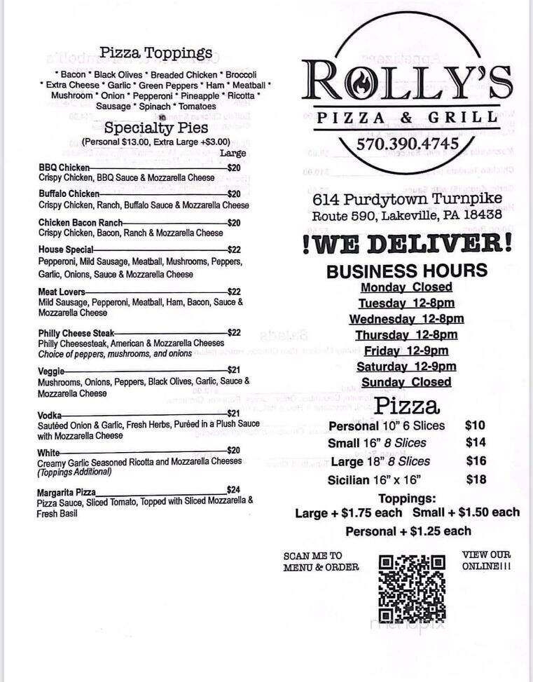 Rolly's Pizza & Grill - Lakeville, PA