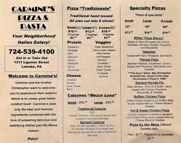 Carmine's Pizza & Pasta - Latrobe, PA