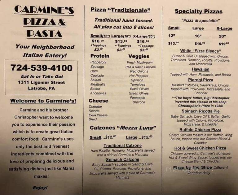 Carmine's Pizza & Pasta - Latrobe, PA