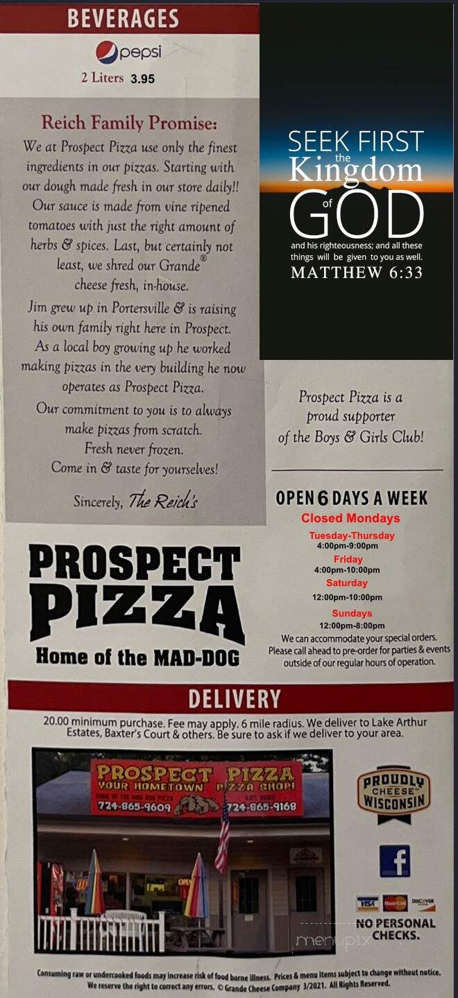 Prospect Pizza - Prospect, PA