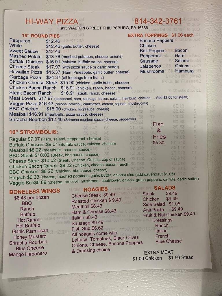 Hi-Way Pizza Shoppe - Philipsburg, PA