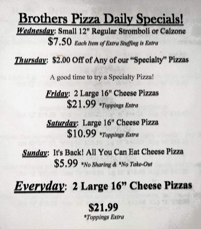 Brother's Pizza - Curwensville, PA