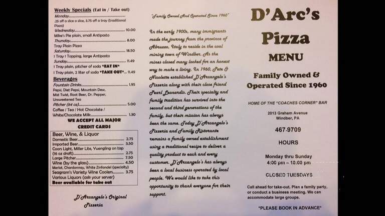 D'Arc's Pizza Shop - Windber, PA