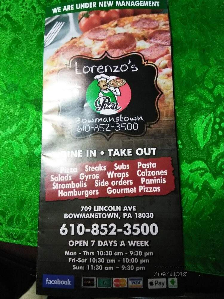 Lorenzo's Pizza - Bowmanstown, PA