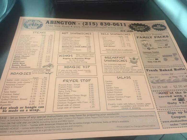 Steak & Hoagie Factory - Abington, PA