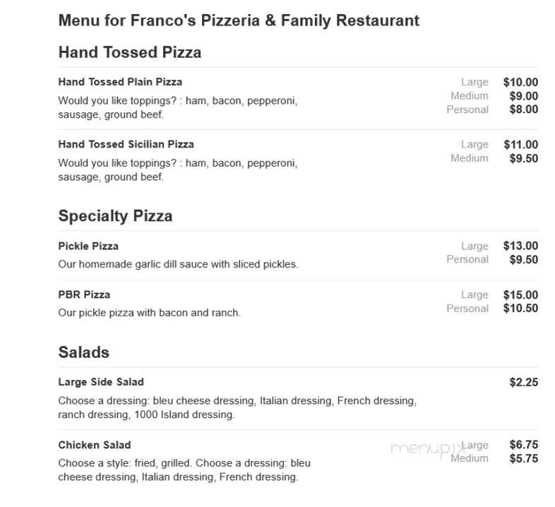 Franco's Pizzeria - Nescopeck, PA