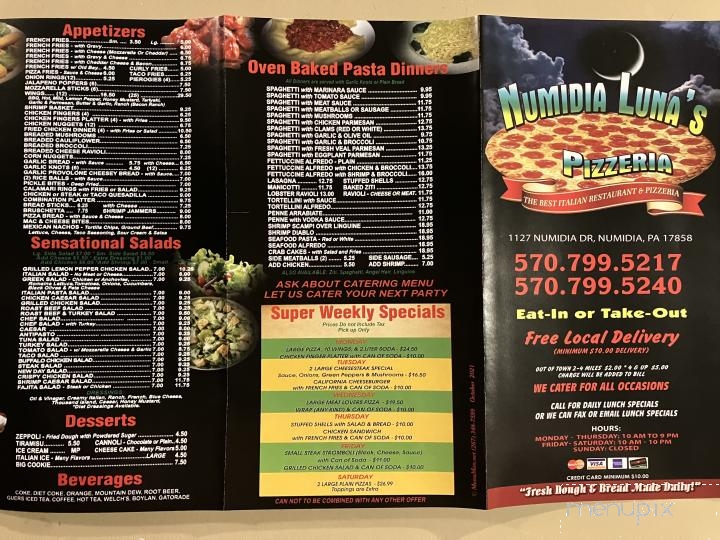 Numidia Lunas Pizzeria - Catawissa, PA