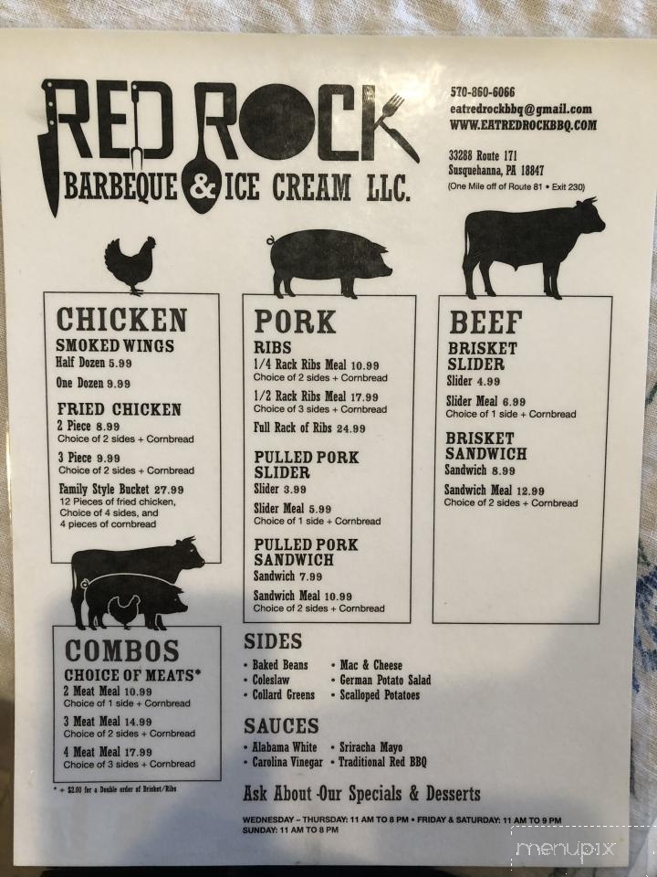 Red Rock BBQ & Ice Cream - Susquehanna, PA