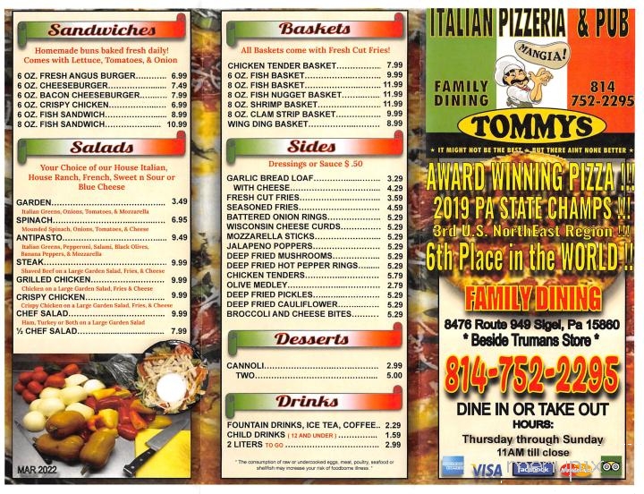 Tommys Italian Pizzeria & Pub - Sigel, PA