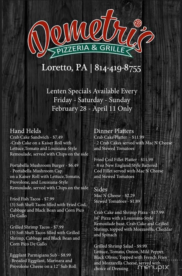 Demetri's Pizzeria & Grille - Loretto, PA