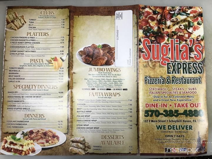 Suglia's Express Pizzeria & Restaurant - Schuylkill Haven, PA