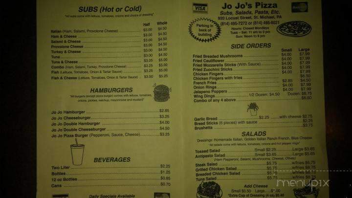 Jo Jo's Pizza - Saint Michael, PA