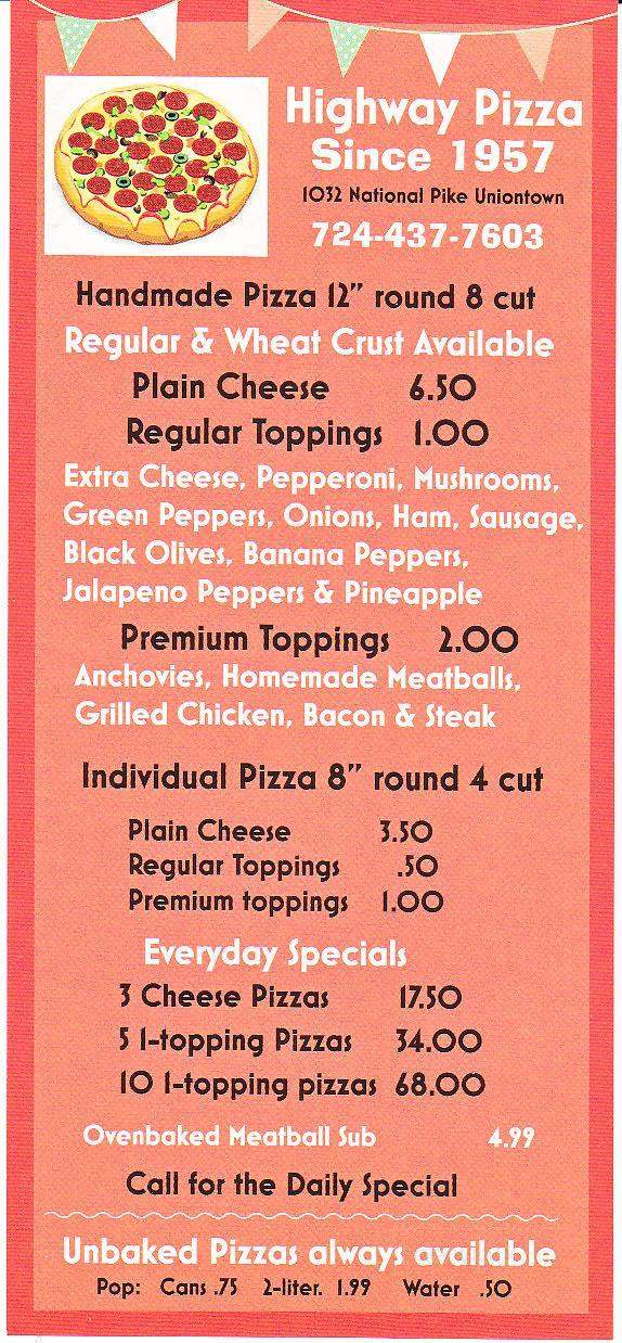 Highway Pizza Shop - Hopwood, PA